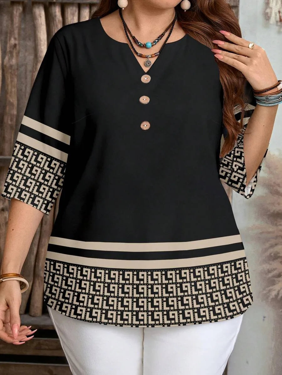 Geo-Knit Drop-Shoulder Top