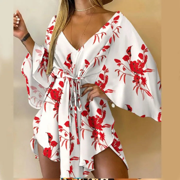Bohemian V-Neck Mini Dress