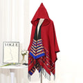 M&T Wear - Winter New Bohemian Shawl Men Ponchos Cashmere Blend Cape Coat Fringe Poncho Vintage Tassel Scarf Hooded Wraps Outwear - M&T Wear