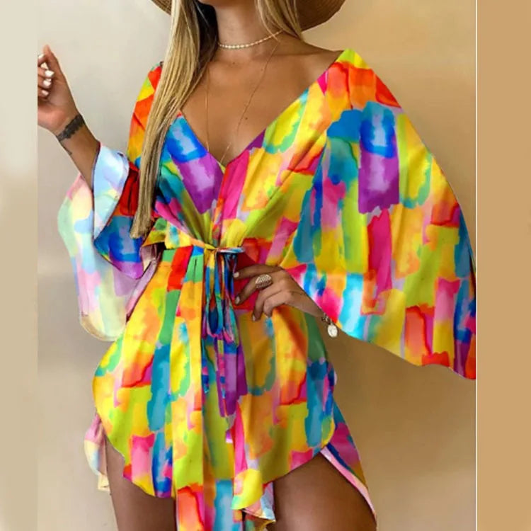 Bohemian V-Neck Mini Dress