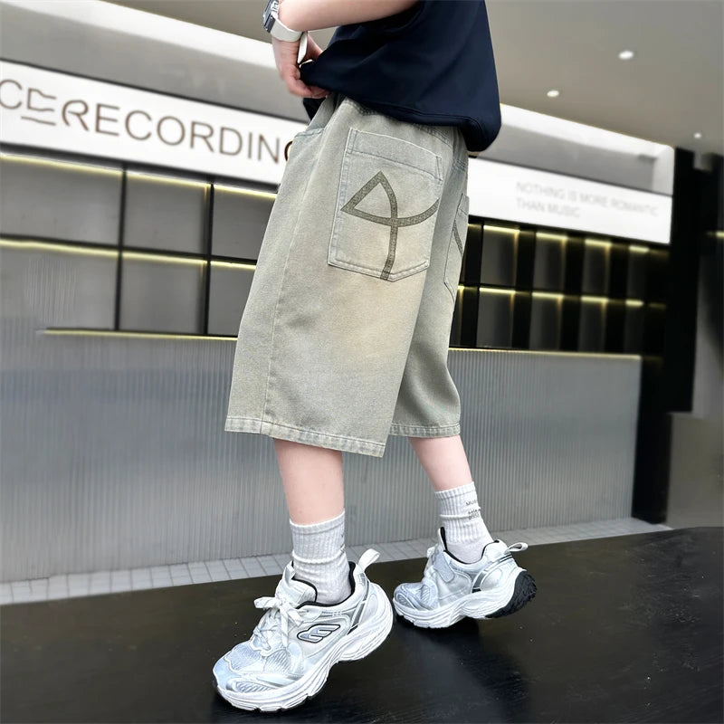 M&T Wear - Boys’ Stylish Mid-Calf Denim Capri Shorts