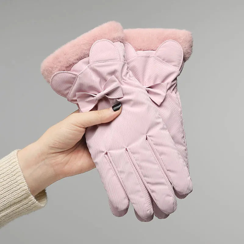 M&T Wear - Winter Gloves Women Bear Elegant Windproof Waterproof Touch Screen Full Finger Hand Warm Skiing Outdoor Sports Mittens - M&T Wear