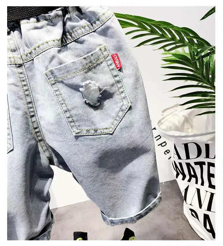 M&T Wear - Boys’ Trendy Distressed Korean Style Denim Shorts