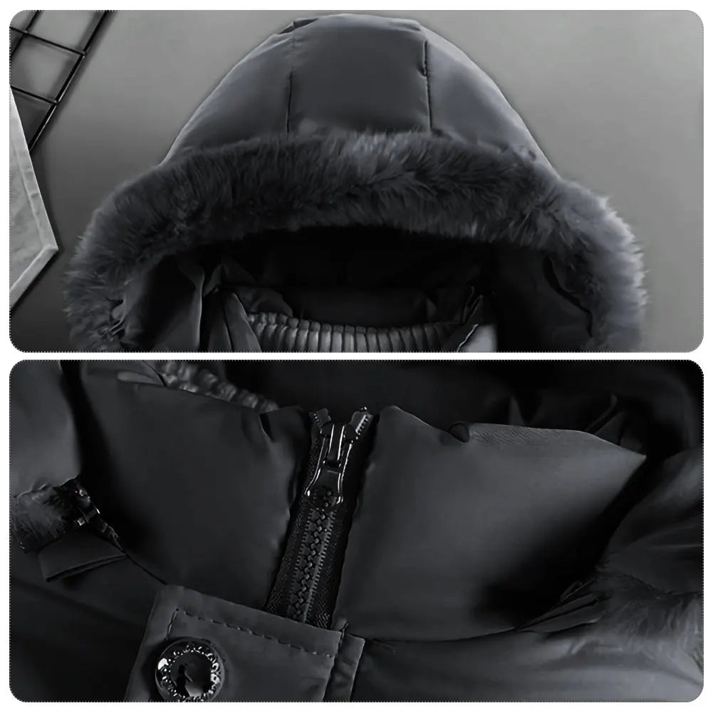 M&T Wear - Children's Winter Jacket Thick Warm Fur Collar Hood Beads Elastic Waist Teens Girls Down Coat,Fashion Windproof Kids Overcoat - M&T Wear