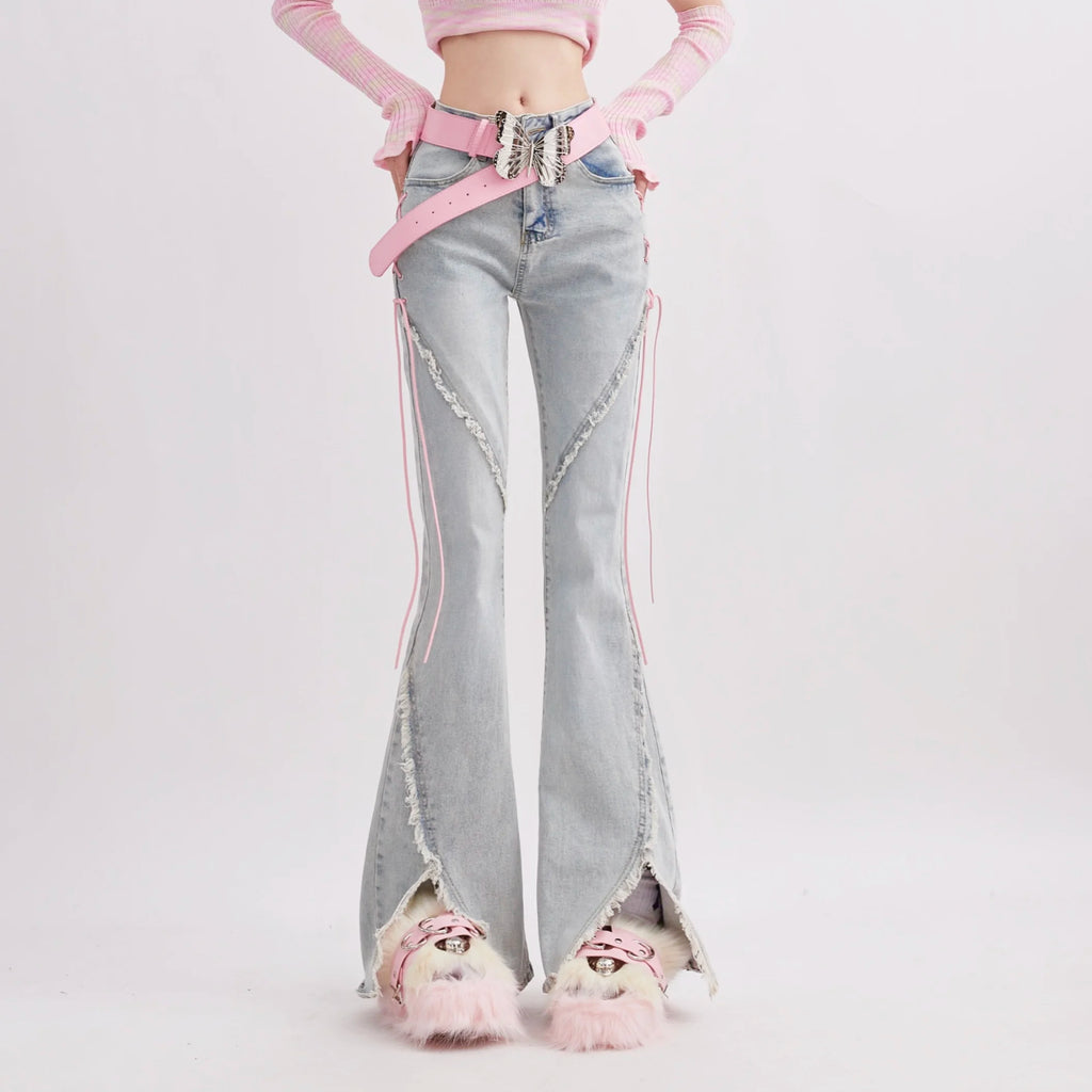 Harajuku Retro "Horn Fork" Wide-Leg Jeans