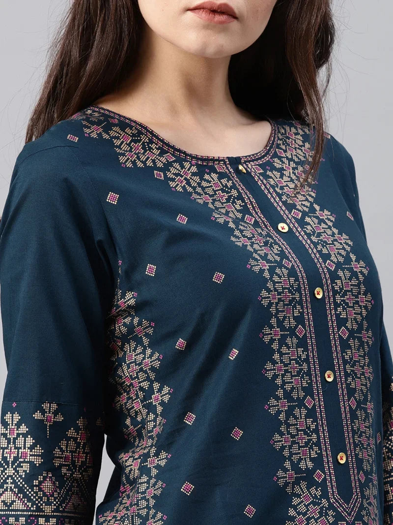 M&T Wear - Pakistani Cotton Floral Printed Kurti Top for Women