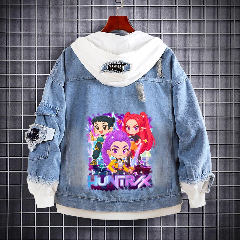 M&T Wear - Kids Denim Jacket Anime Kpop Demon Hunter Saja Boys New Autumn Sweatshirts Hooded Coats Fashion  Adult Casual Streetwear Clothes - M&T Wear