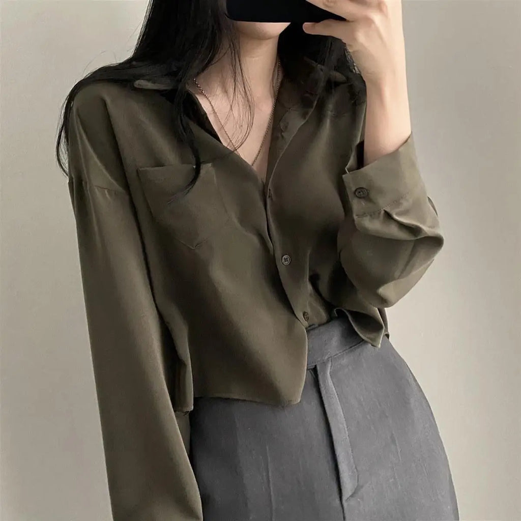 Single-Breasted Elegant Casual Blouse