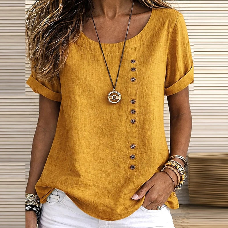Vintage Button-Detail Tee