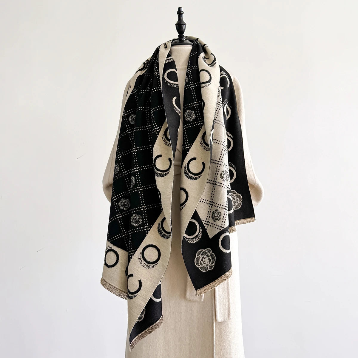 M&T Wear - Luxury Designer Brand Winter Blanket Scarf Shawls for Women Warm Pashmina Cashmere Exquisite Floral Print Large Wrap Long Foular - M&T Wear