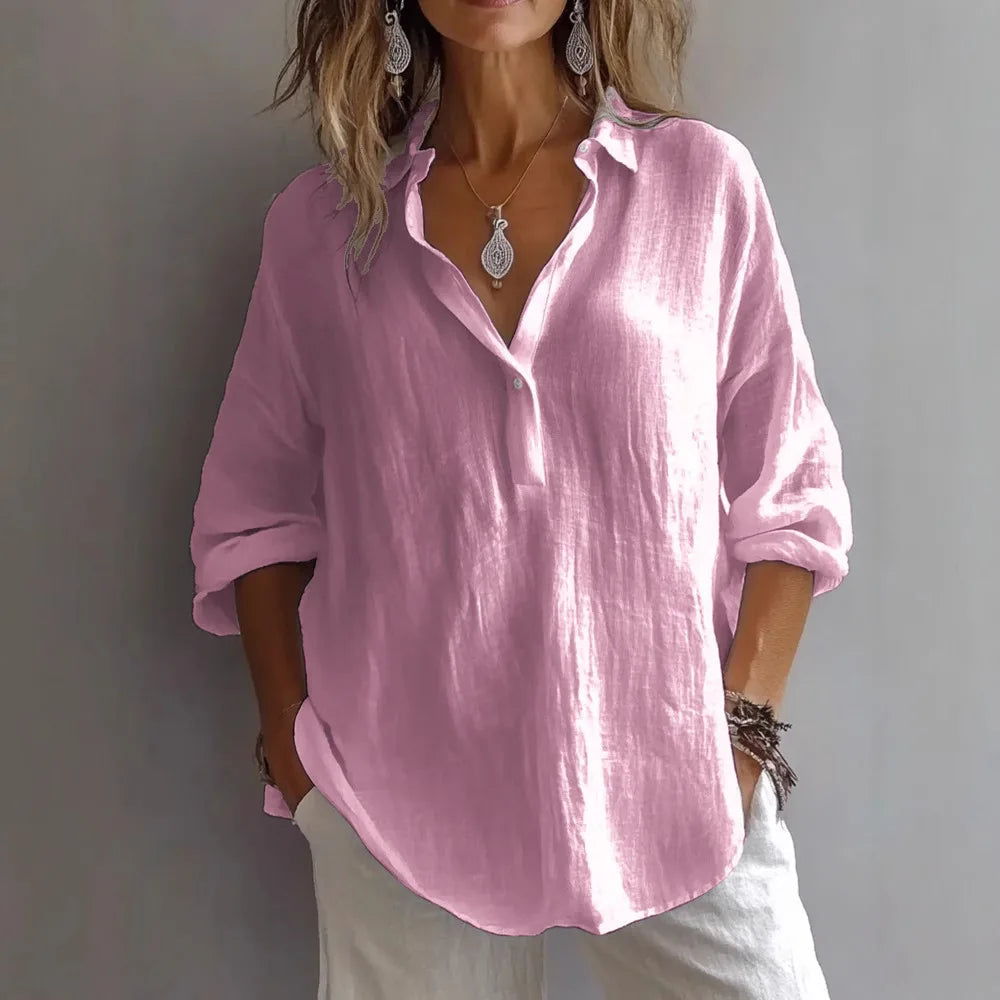 Breezy Linen-Blend Blouse