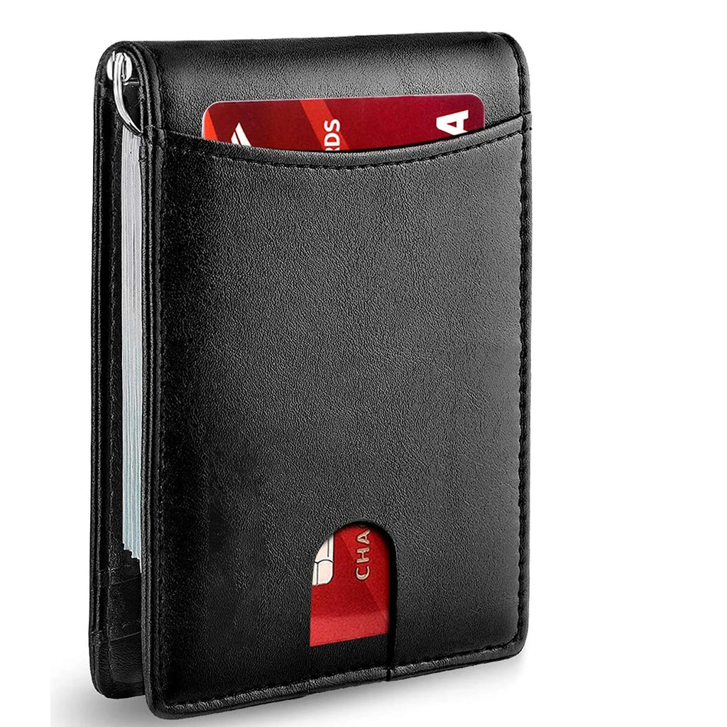 M&T Wear - Slim RFID Leather Money Clip Wallet for Men