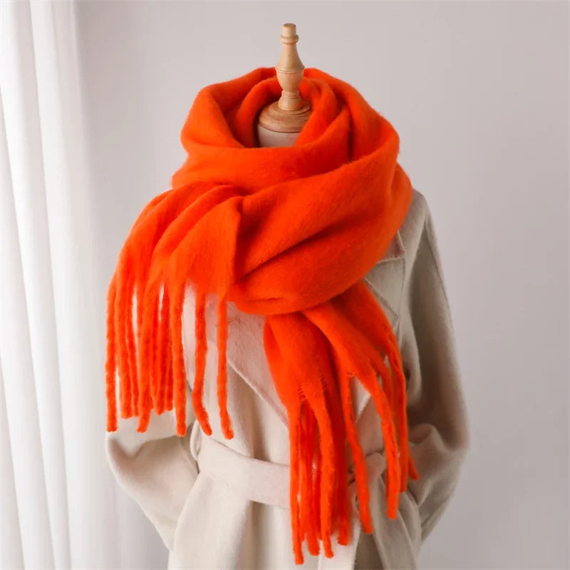 M&T Wear - Winter Scarf for Women Cashmere Warm Solid Pashmina Blanket Wraps Female Thick Soft Bufanda Big Tassel Shawl Long Poncho Echarpe - M&T Wear