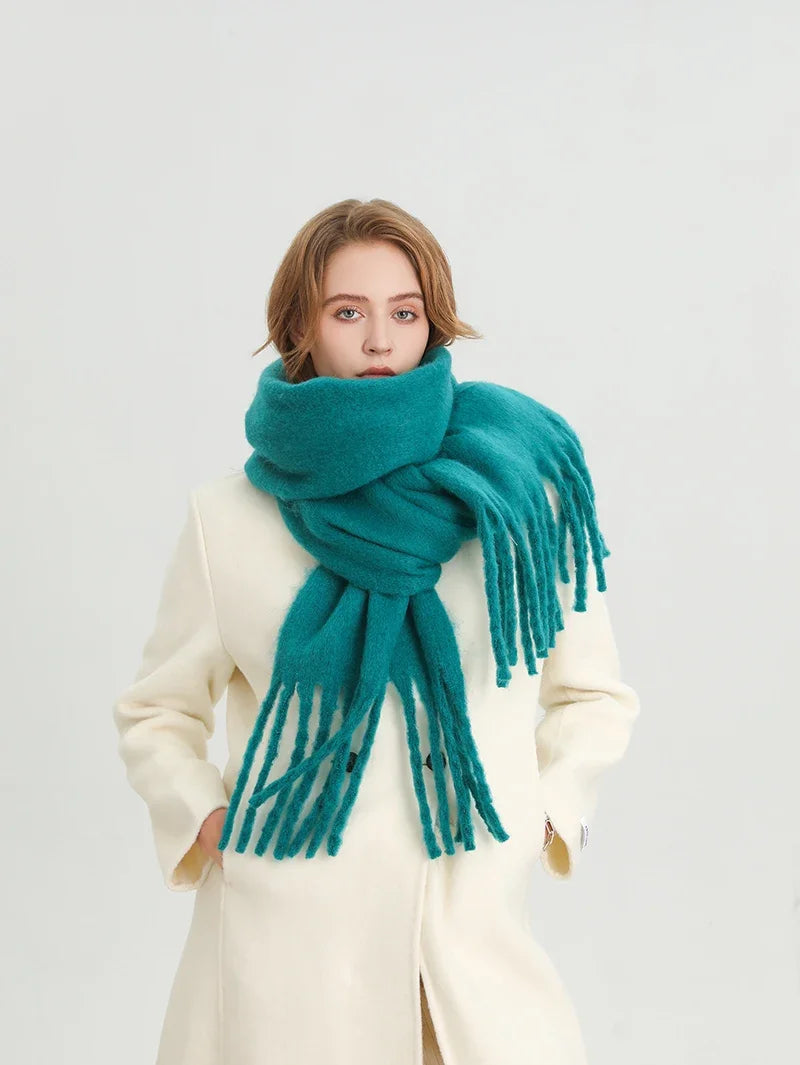 M&T Wear - Winter Scarf for Women Cashmere Warm Solid Pashmina Blanket Wraps Female Thick Soft Bufanda Big Tassel Shawl Long Poncho Echarpe - M&T Wear