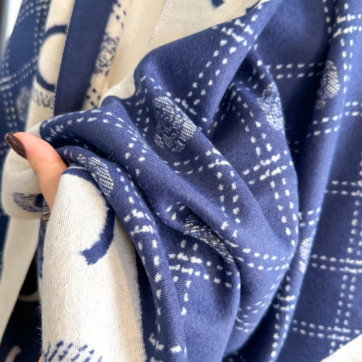 M&T Wear - Luxury Designer Brand Winter Blanket Scarf Shawls for Women Warm Pashmina Cashmere Exquisite Floral Print Large Wrap Long Foular - M&T Wear