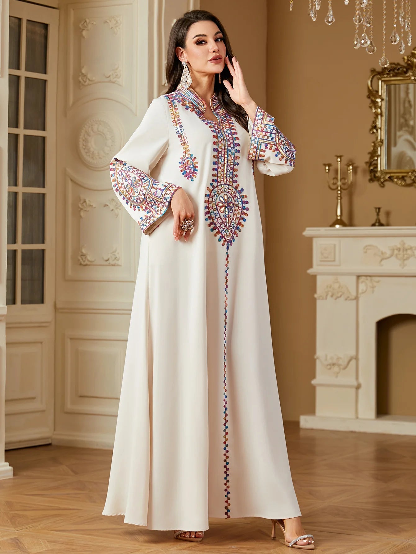 M&T Wear - Pakistani Women's Embroidered Loose abaya Dresses Elegant Casual Kaftan