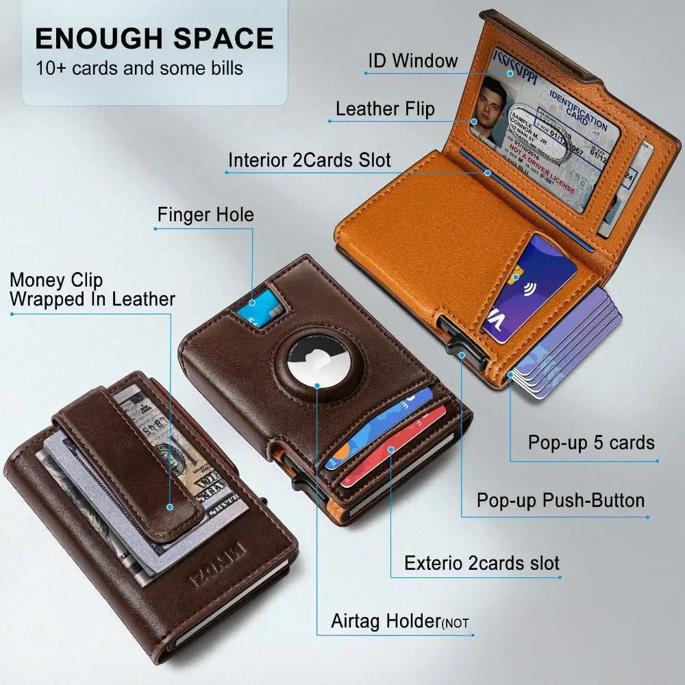 M&T Wear - Men’s Slim RFID Front Pocket Wallet with Money Clip & Coin Pocket