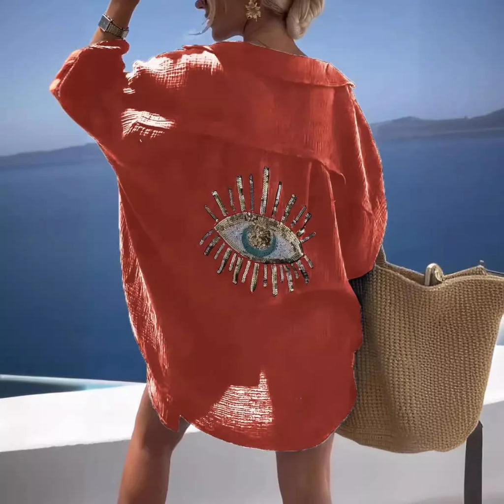 Evil Eye Beach Style Casual Shirt