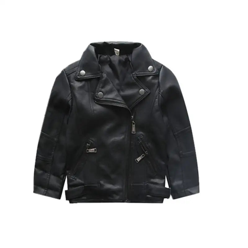M&T Wear - Girls Boys PU Jackets Kids Baby Leather Jacket Spring Autumn Coat Children Clothes Overcoats 2-10T - M&T Wear