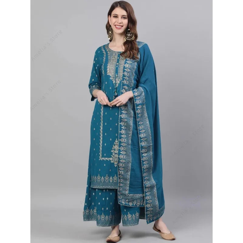 M&T Wear - Cotton Floral Punjabi Suit 3-Piece Set