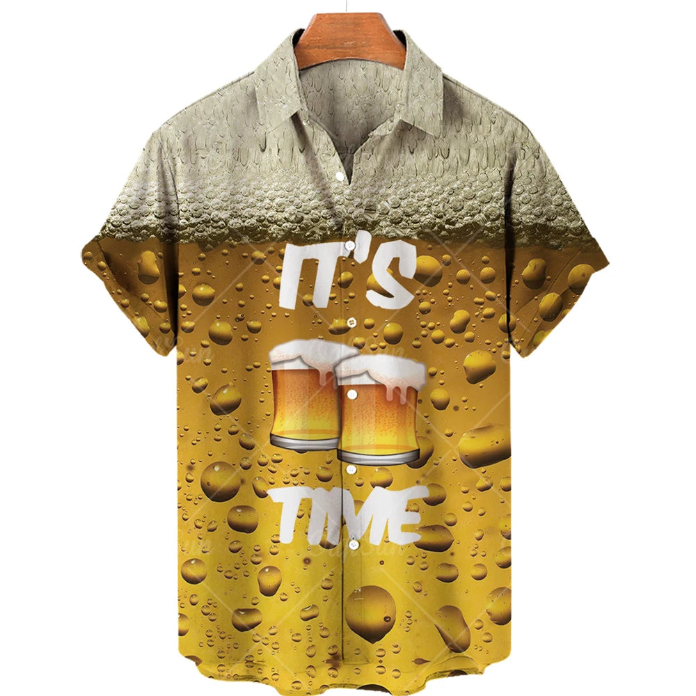 M&T Wear - Men's Shirts Beer Shirts For Men Fashion Hawaiian Shirt Casual Vocation Beach Blouses Holiday Blouse Mens Clothing Camisa Summer - M&T Wear