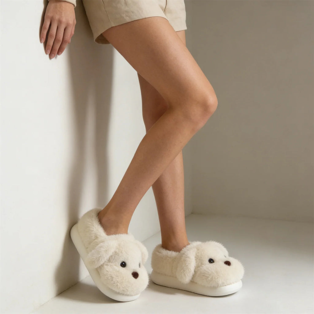 M&T Wear - Cute Puppy Plush Winter Home Slippers