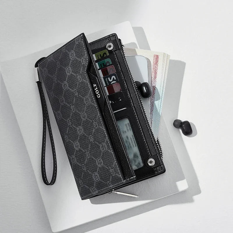 M&T Wear - GOLF Long Wallet for Men, Leather Clutch & Organizer
