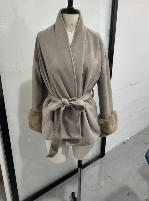 M&T Wear - Elegant Solid Lace-Up X-Long Overcoat