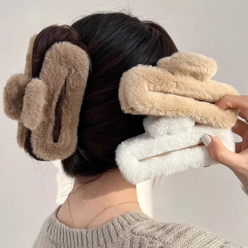 M&T Wear - Large Plush Square Hair Clip 2025 Shark Clip