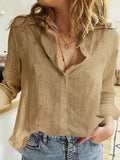 M&T Wear - Elegant Cotton Linen Button-Down Tunic Shirt