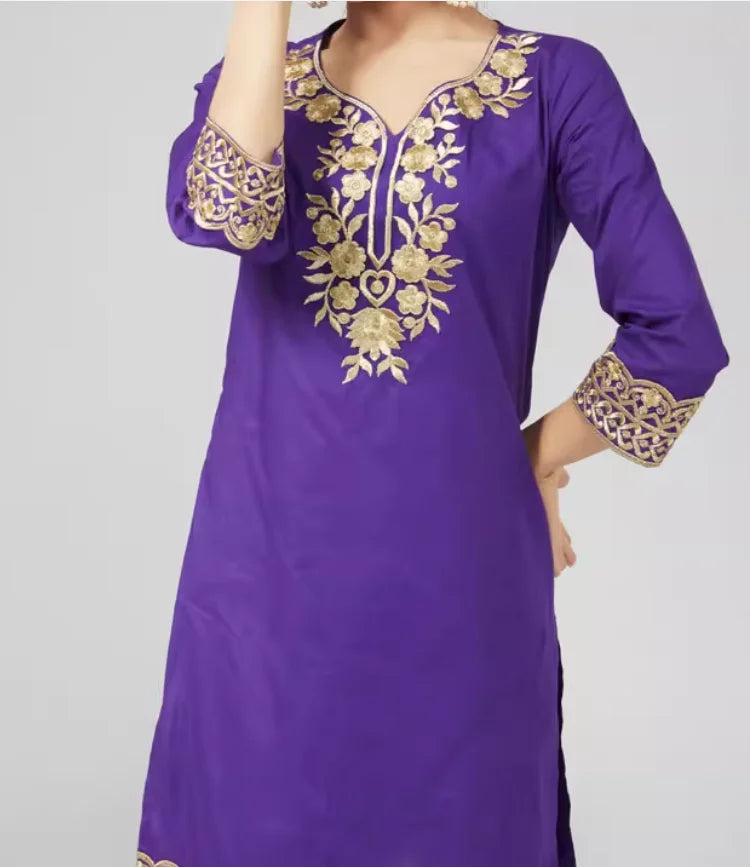 M&T Wear - Pakistani Clothing Women's Pure Cotton Embroidered Side Concealed Long Sleeved Shirt