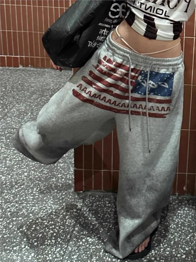 Y2K Goth Print Hip-Hop Wide-Leg Sweatpants