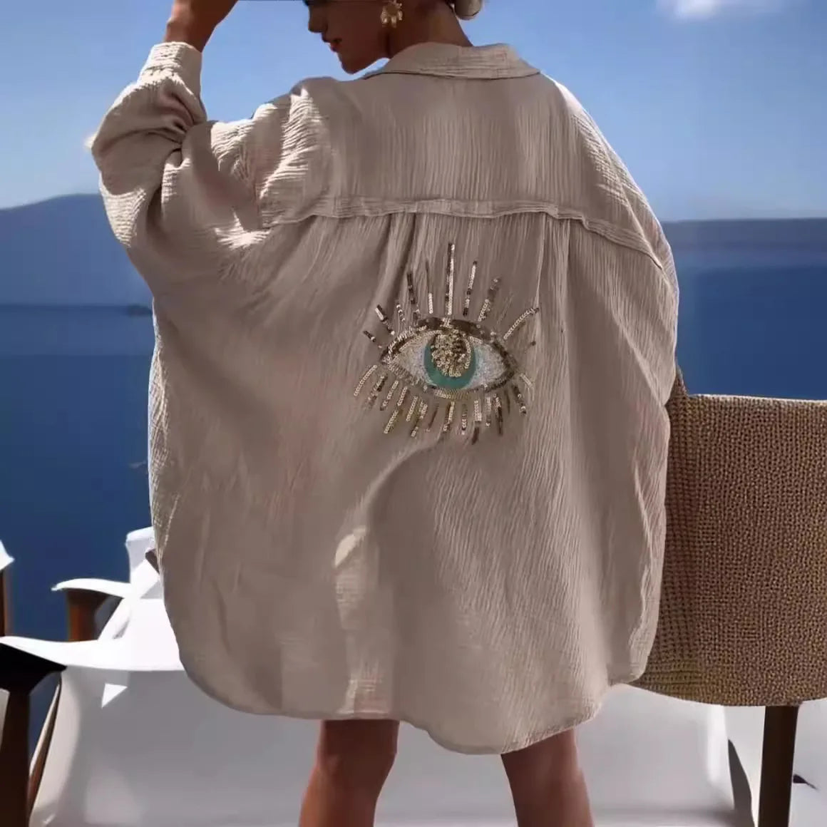 Evil Eye Beach Style Casual Shirt