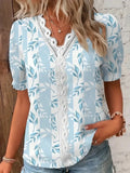 Elegant V-Neck Hollow Out Vacation Blouse