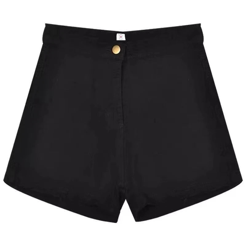Retro High-Waist Denim Hot Pants