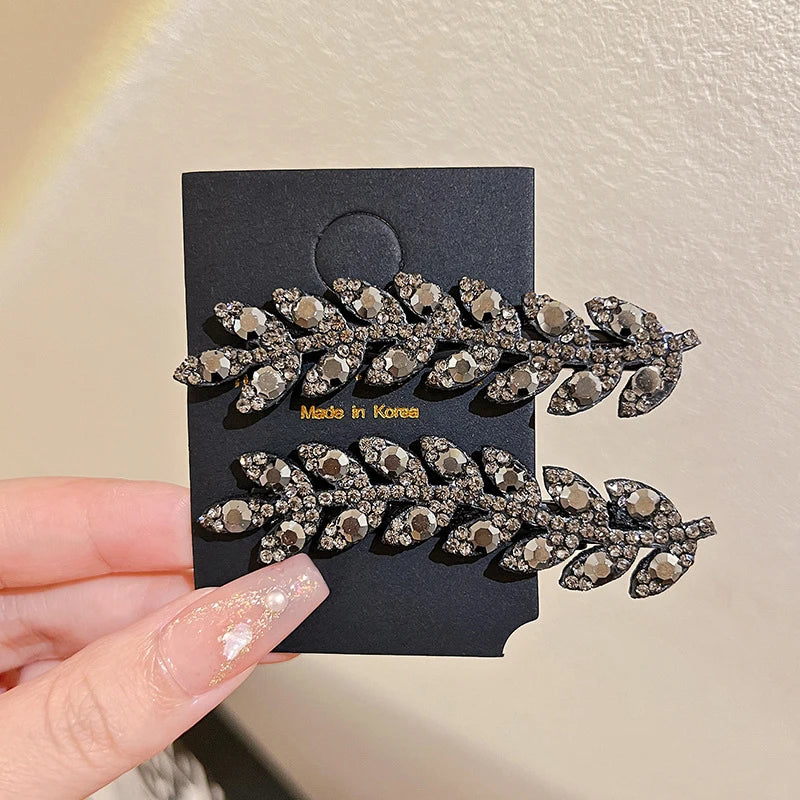 M&T Wear - Elegant Sparkling Wheat Hair Clips 2/4pcs Rhinestone Hair Accessories