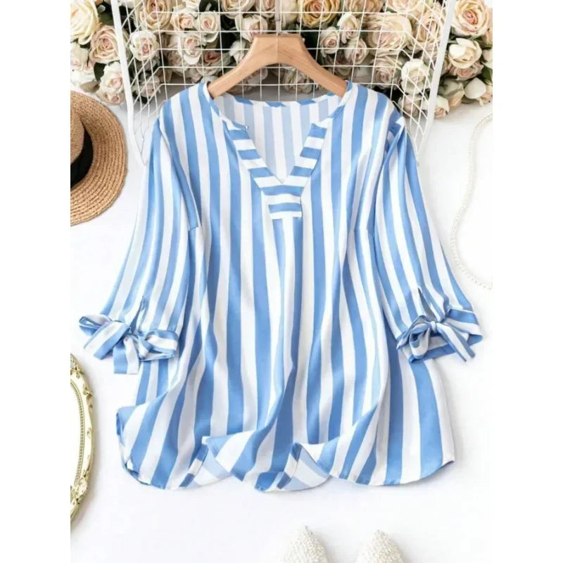 Plus Size V-Neck Chiffon Plaid Jumper