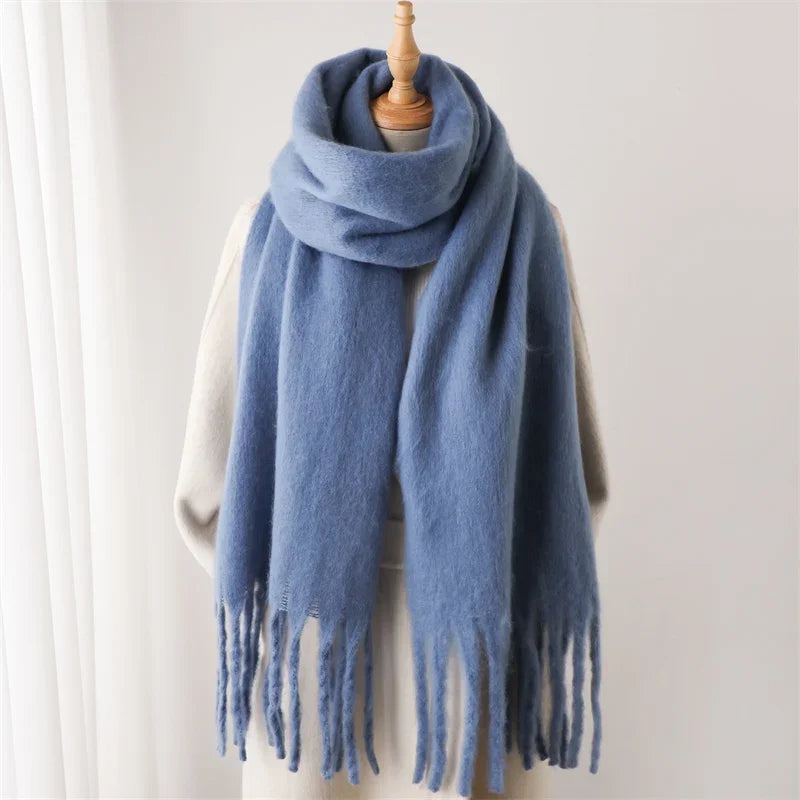 M&T Wear - Winter Scarf for Women Cashmere Warm Solid Pashmina Blanket Wraps Female Thick Soft Bufanda Big Tassel Shawl Long Poncho Echarpe - M&T Wear