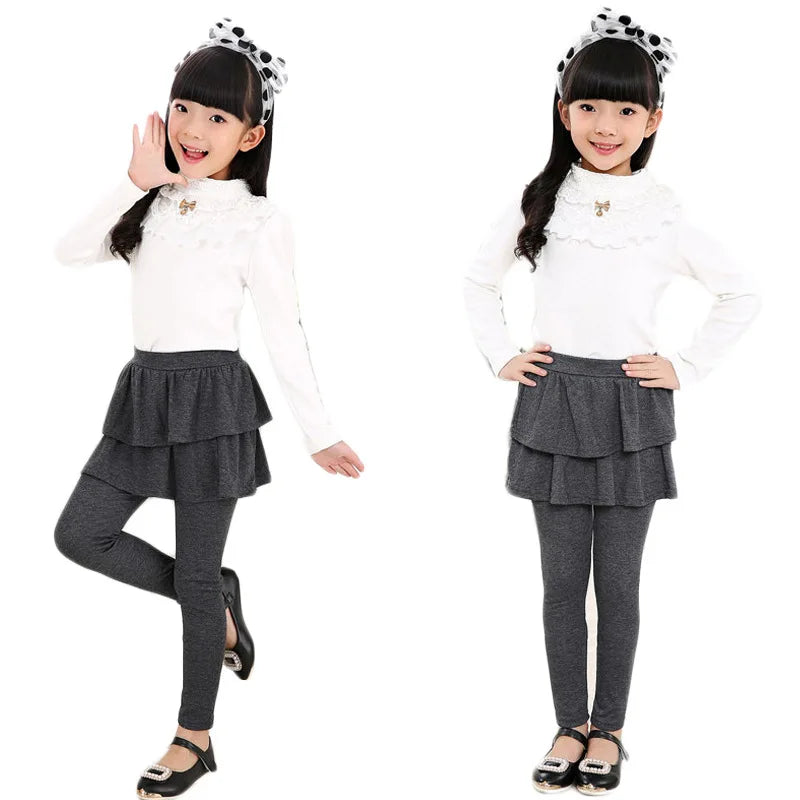 M&T Wear - Girls’ 2-in-1 Cotton Skirt Leggings