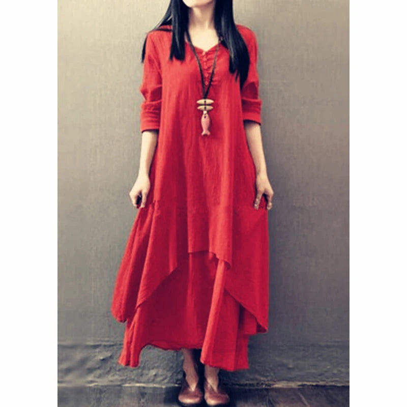 Mori Girl Style Vintage Cotton-Linen Dress