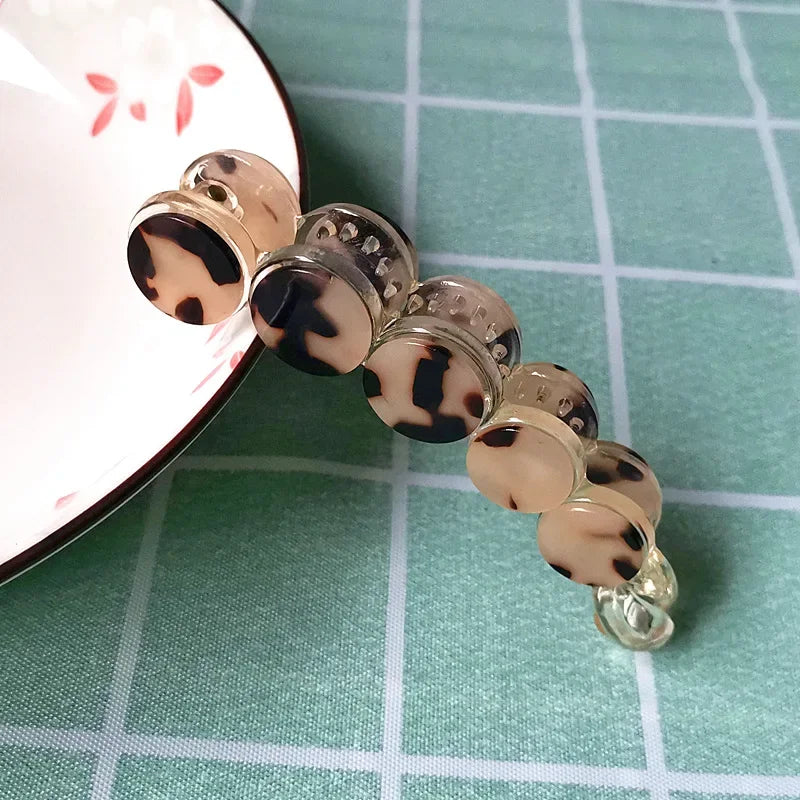 M&T Wear - Elegant Leopard Banana Hair Clip Acetate Ponytail Holder