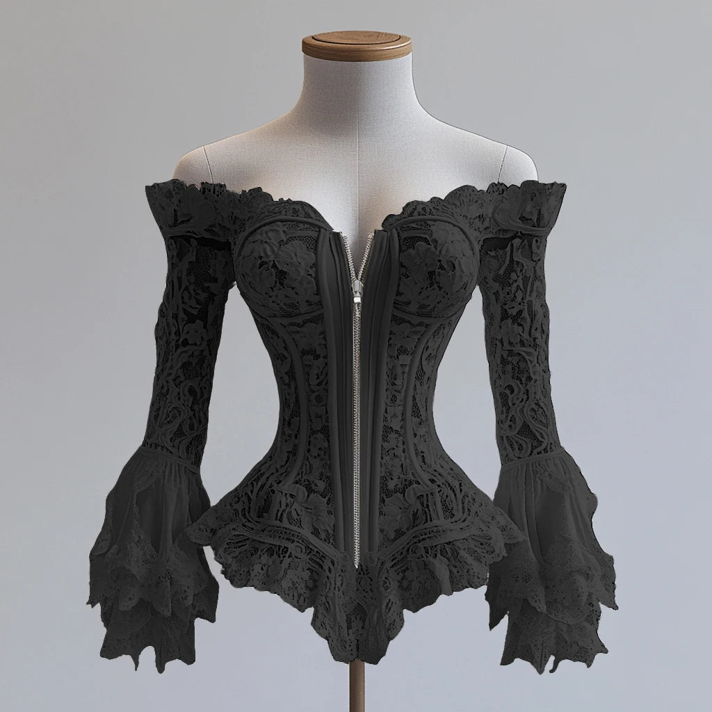 Off-Shoulder Floral Lace Blouse