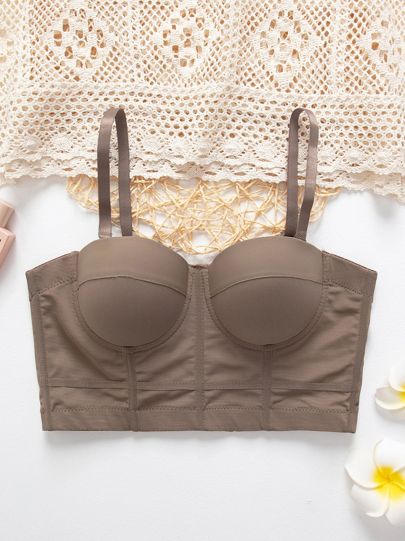 M&T Wear - Breathable Bra Buckle Style Design Adjustable Size Solid Color Simplicity Elegant Comfortable New Shoulder Strap Gauze Bra - M&T Wear