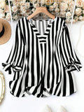 Plus Size V-Neck Chiffon Plaid Jumper