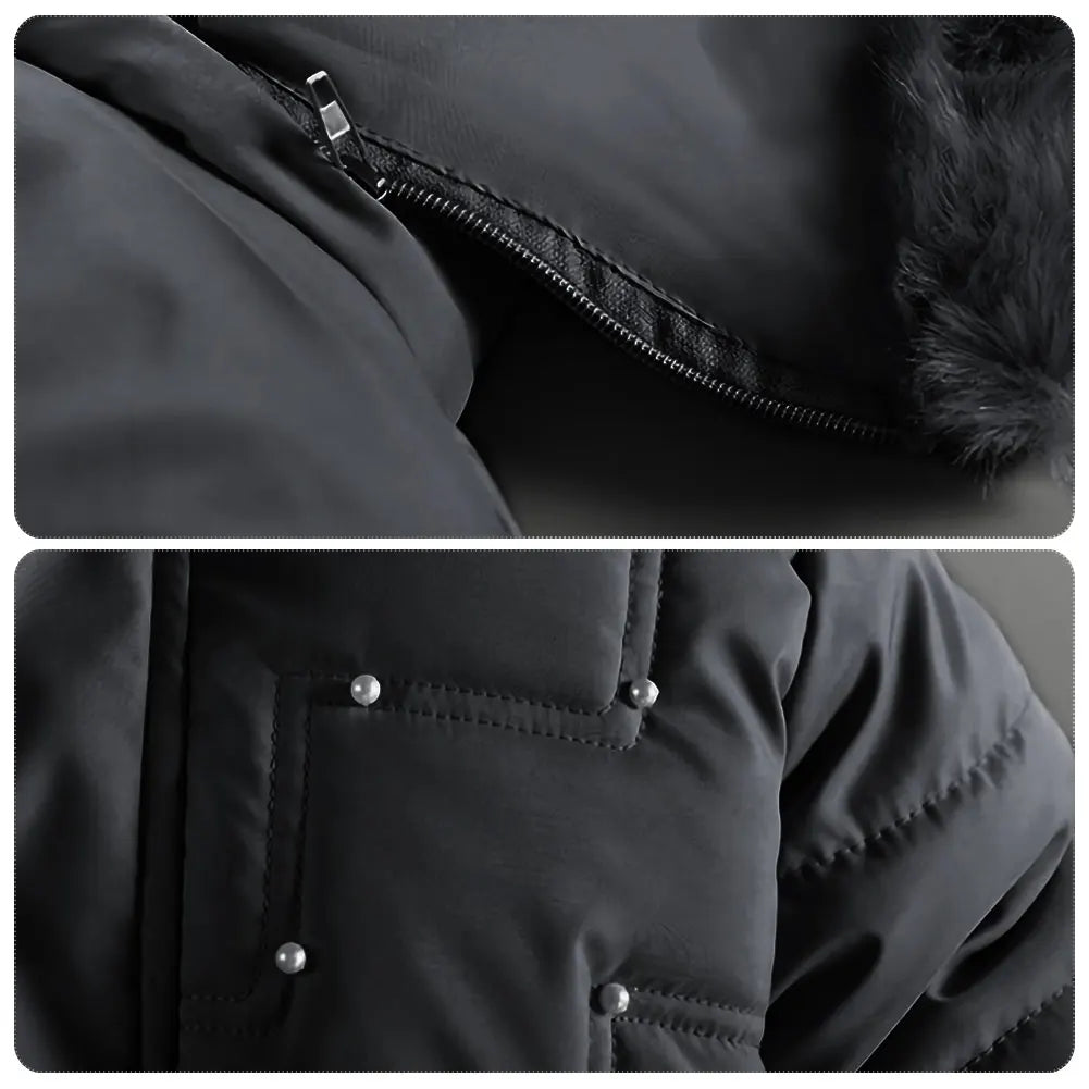 M&T Wear - Children's Winter Jacket Thick Warm Fur Collar Hood Beads Elastic Waist Teens Girls Down Coat,Fashion Windproof Kids Overcoat - M&T Wear