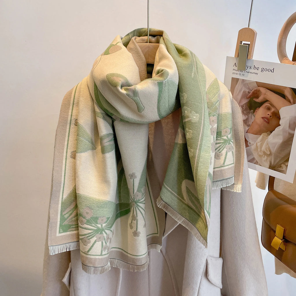 M&T Wear - Shawl Pashmina Thick Winter Warm Blanket Poncho Stoles Print Cashmere Scarf Women Travel Wraps Bufanda Female 2023 Luxury - M&T Wear