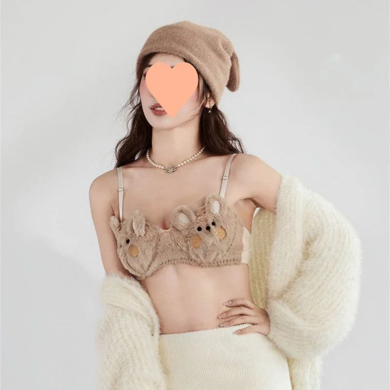 M&T Wear - Cute Japanese-Style Plush Wire-Free Cartoon Winter Bra