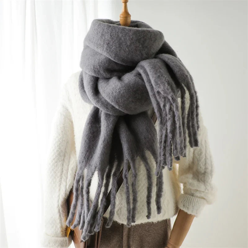 M&T Wear - Winter Scarf for Women Cashmere Warm Solid Pashmina Blanket Wraps Female Thick Soft Bufanda Big Tassel Shawl Long Poncho Echarpe - M&T Wear