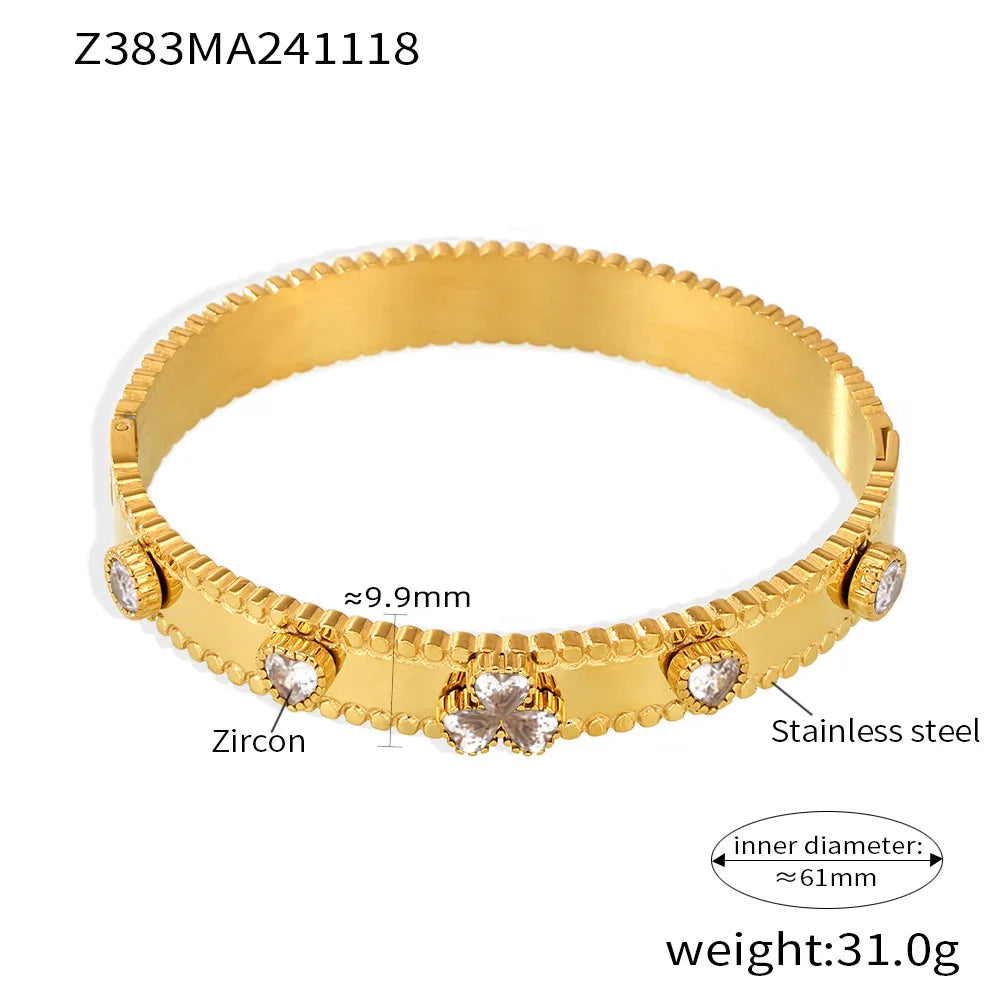 M&T Wear Women's Gear Buckle Bracelet – Love Zircon Stainless Steel Jewelry
