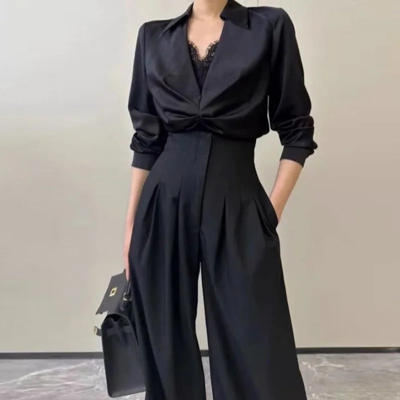 Ultra High-Waist Professional Wide-Leg Trousers